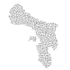 Bonaire map from black pattern of the maze grid. Vector illustration.