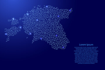 Fototapeta premium Estonia map from blue pattern of the maze grid and glowing space stars grid. Vector illustration.