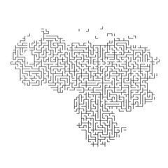 Venezuela map from black pattern of the maze grid. Vector illustration.