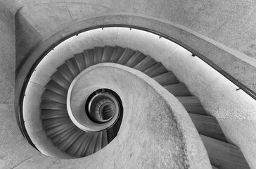 Modern spiral staircase. Contemporary architecture abstract background