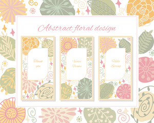 Abstract frame with floral background elements. Design for poster, card, invitation, brochure. Vector illustration hand draw style.