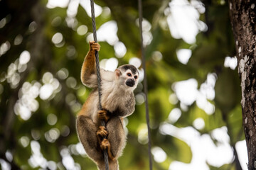monkey climbing wire in costa rica