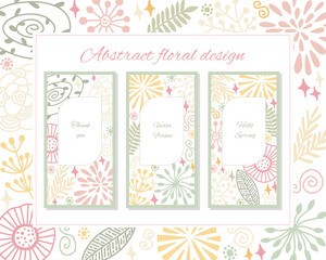 Abstract frame with floral background elements. Design for poster, card, invitation, brochure. Vector illustration hand draw style.