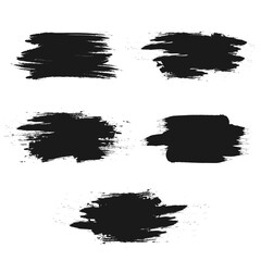 Fototapeta premium Set of black brush stroke banners. Vector illustration.