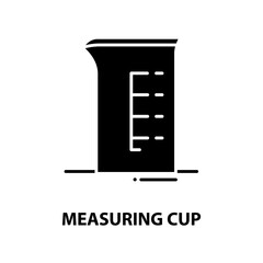 measuring cup icon, black vector sign with editable strokes, concept illustration