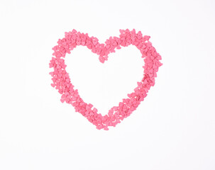 Pink heart for valentine's day, wedding. Banner, copy space, text space.