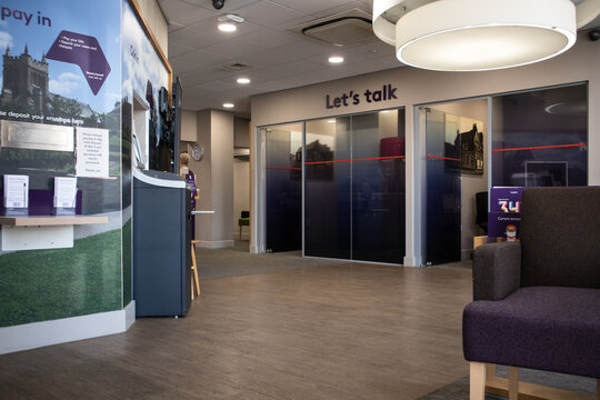 Interior Inside Of Natwest Bank High Street Branch Showing Waiting Area