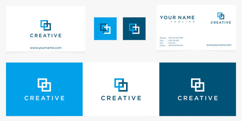 creative simple of cross square icon logo business card template