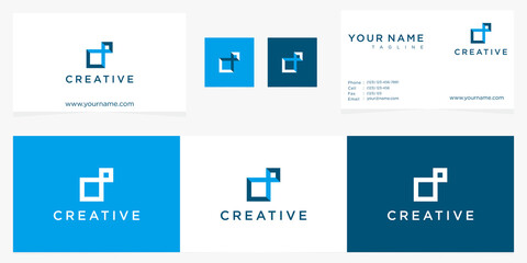 creative simple of cross square icon logo business card template