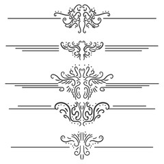 Vintage border, frame and ornament element vector set isolated on a white background.
