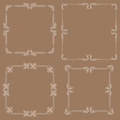 Vintage frame vector set isolated on background.