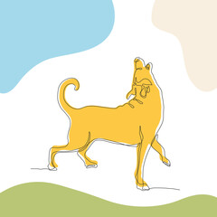 Single line art dog illistration. Vector animal print picture