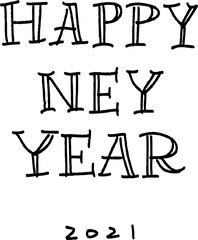 おしゃれなHappyNewYearの手書き文字