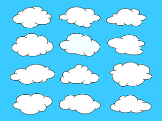 Group of clouds on blue background.