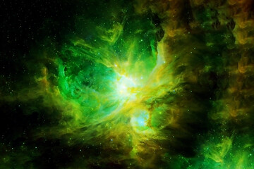 Obraz na płótnie Canvas Green galaxy in deep space. Elements of this image were furnished by NASA.