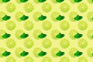 Pattern of fresh fruit isolated on creative colored texture