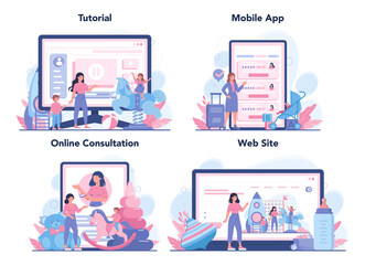 Babysitter service or nanny agency online service or platform set