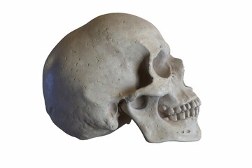 3D render of Marble sculpture of Human Skull isolated on white
