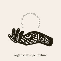 Vector Boho textured silhouettte monochrome drawing