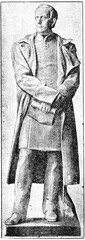 Bronze statuette of Graf Helmuth Karl Bernhard von Moltke. Illustration of the 19th century. Germany. White background.