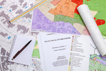 Urbanisme - Aménagement du territoire - Cartes de plan local d'urbanisme et cadastre