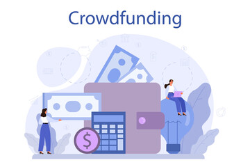 Crowdfunding concept. Financial support of new business