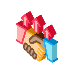 different race handshake icon vector. isometric different race handshake sign. color isolated symbol illustration