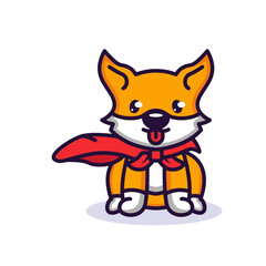 Cute super dog pose logo mascot
