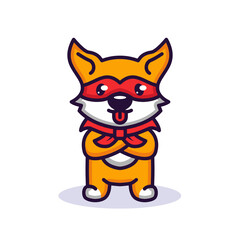 Cute super dog pose logo mascot