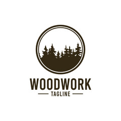 Carpenter woodwork retro logo emblem
