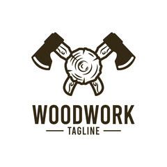 Carpenter woodwork retro logo emblem