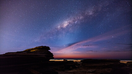 Milky Way on Cable Beach Broome with post sunset glow