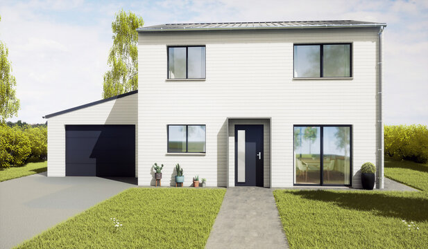 Vue 3d maison bardage bois 02