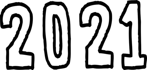 シンプルな2021の手書き文字