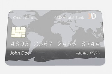 Realistic 3D Render of Credit Card