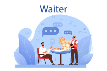 Waiter concept. Restaurant staff in the uniform, catering service