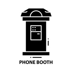 phone booth icon, black vector sign with editable strokes, concept illustration