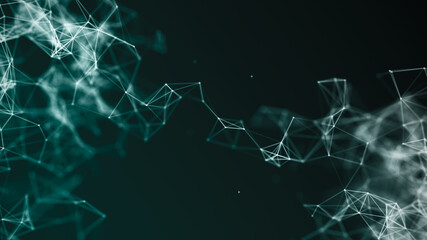 Connecting triangles background with dots and lines. Futuristic polygonal background. Artificial intelligence. Big data technology .3d rendering.