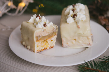 Handmade homemade sweets on a Christmas background. Cooking.