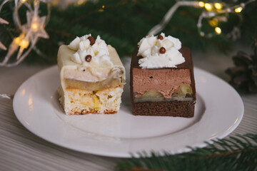 Handmade homemade sweets on a Christmas background. Cooking.