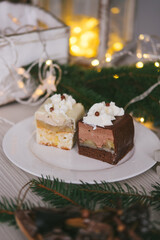 Handmade homemade sweets on a Christmas background. Cooking.