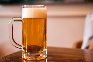 A glass of beer in cafe