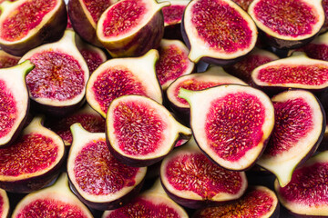 Tasty figs background. Top view.