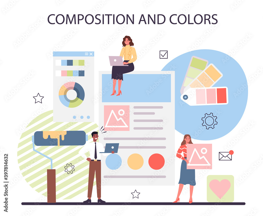 Poster web design concept. presenting content on web pages.