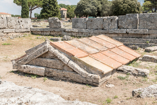 Heroon on the Agora of Paestum, Italy, an Ancient Greek Tomb or Temple of a Hero