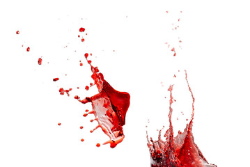 Red splashes isolated on white background.