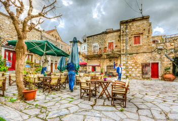 Fototapeta na wymiar Mesta Village street view in Chios Island