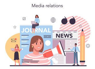 Media concept. Brand promotion and communication with customer