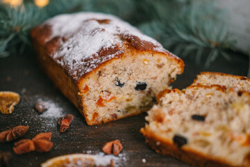 Handmade homemade sweets on a Christmas background. Cooking.