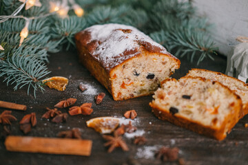 Handmade homemade sweets on a Christmas background. Cooking.